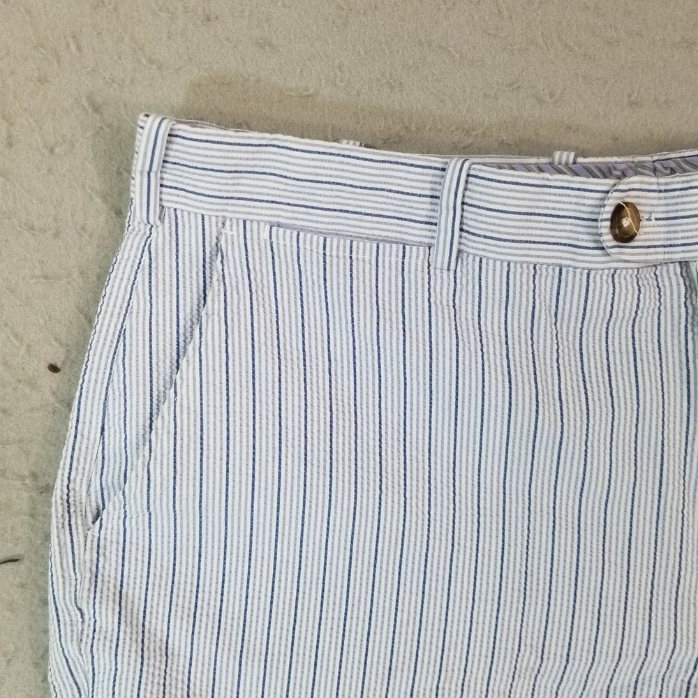 Peter Millar shorts men's 38x8 seersucker cotton blue stripe preppy retro luxury